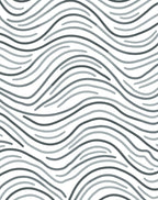Monochrome Wavy Line Pattern Rug