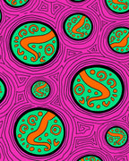 Vibrant Pink Green Orange Swirl Pattern Rug