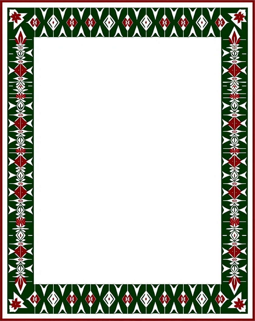 Bold Geometric Red Green Pattern Border Rug