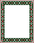 Bold Geometric Red Green Pattern Border Rug