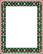 Bold Geometric Red Green Pattern Border Rug