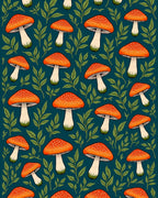 Cute Mushroom Leaf Pattern Rug