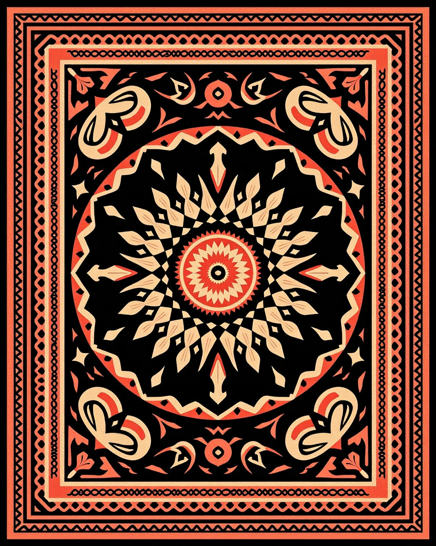 Geometric Mandala Inspired Pattern Design Rug