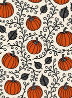 Orange Pumpkin Vine Pattern Rug