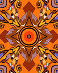 Warm Orange Abstract Geometric Design Rug