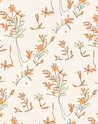 Orange Blossom Line Art Pattern Rug