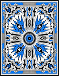 Intricate Blue And White Geometric Design Rug
