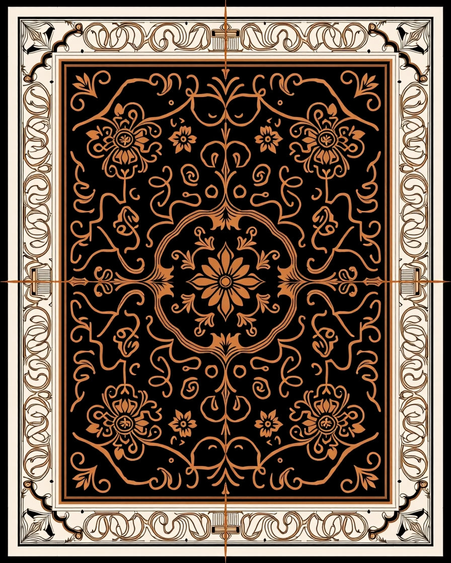 Classic Floral Scrollwork With 2 Borders Rug