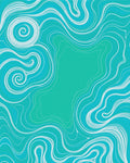 Turquoise Teal Swirling Abstract Lines Rug