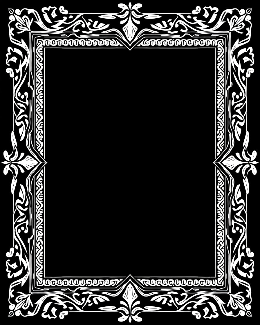 Ornate White Flowery Border Design Rug