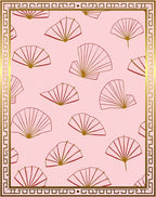 Pink Fan Pattern with Golden Border Rug