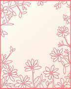 Delicate Red Floral Outline Design Rug