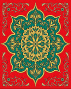 Mandala Inspired Floral Red Rug