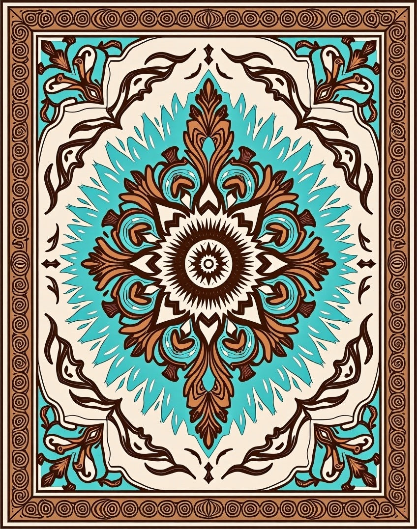 Elegant Floral Medallion Center Rug
