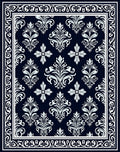 Classic White Damask Pattern Rug
