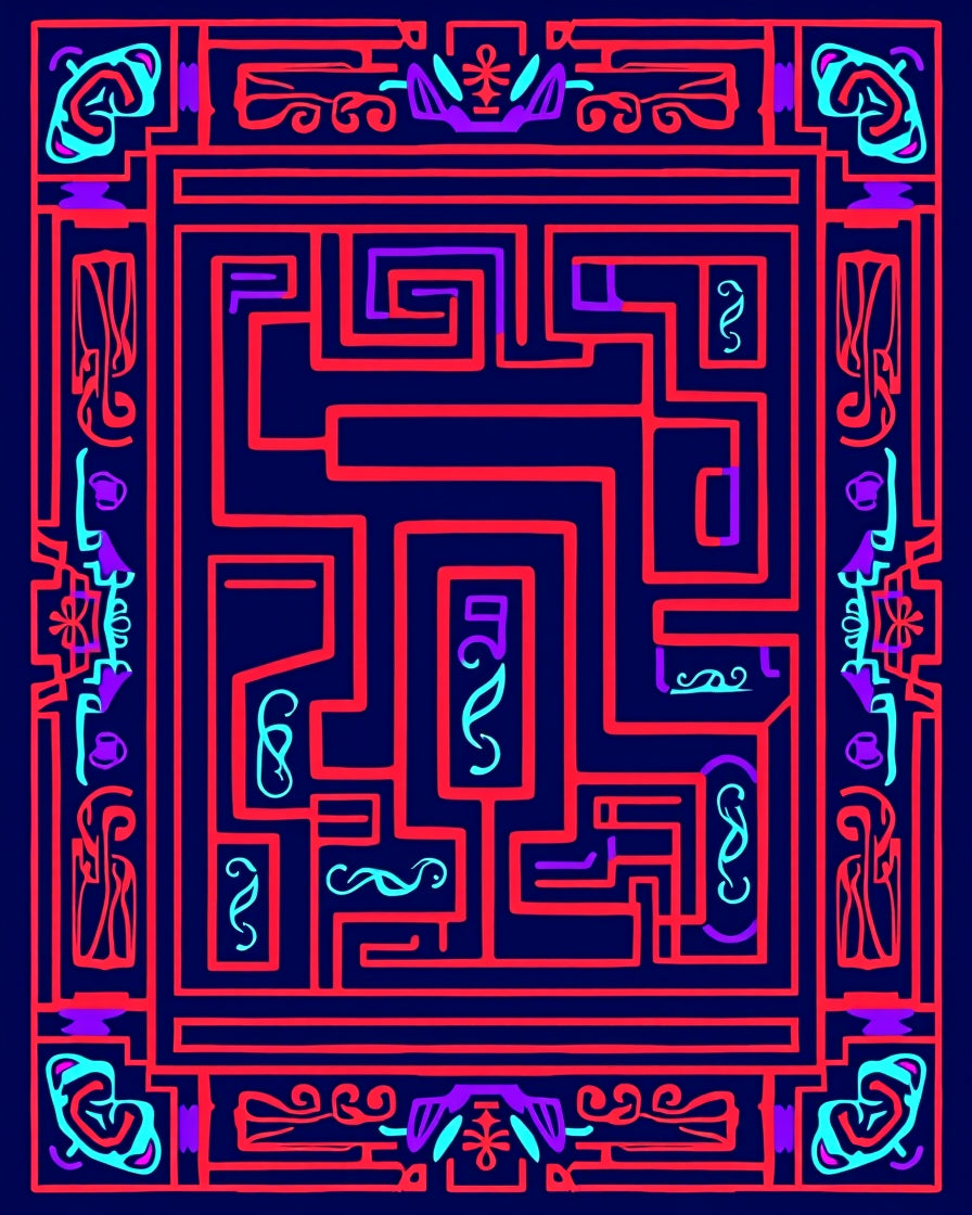 Bold Maze Pattern Geometric Design Rug