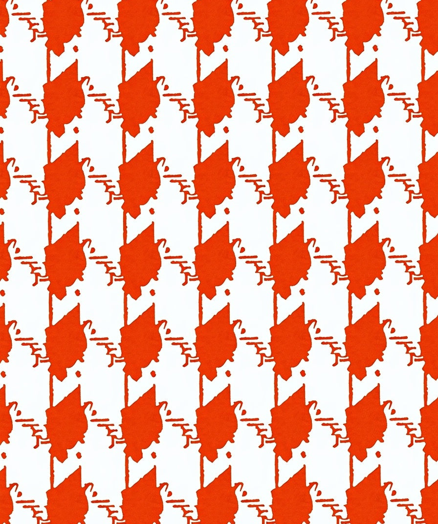 Bold Orange Staggered Geometric Pattern Rug