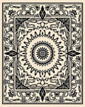 Ornate Floral Sunburst Mandala Pattern Rug