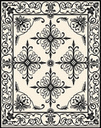 Classic Floral Scrollwork Detailed Pattern Rug