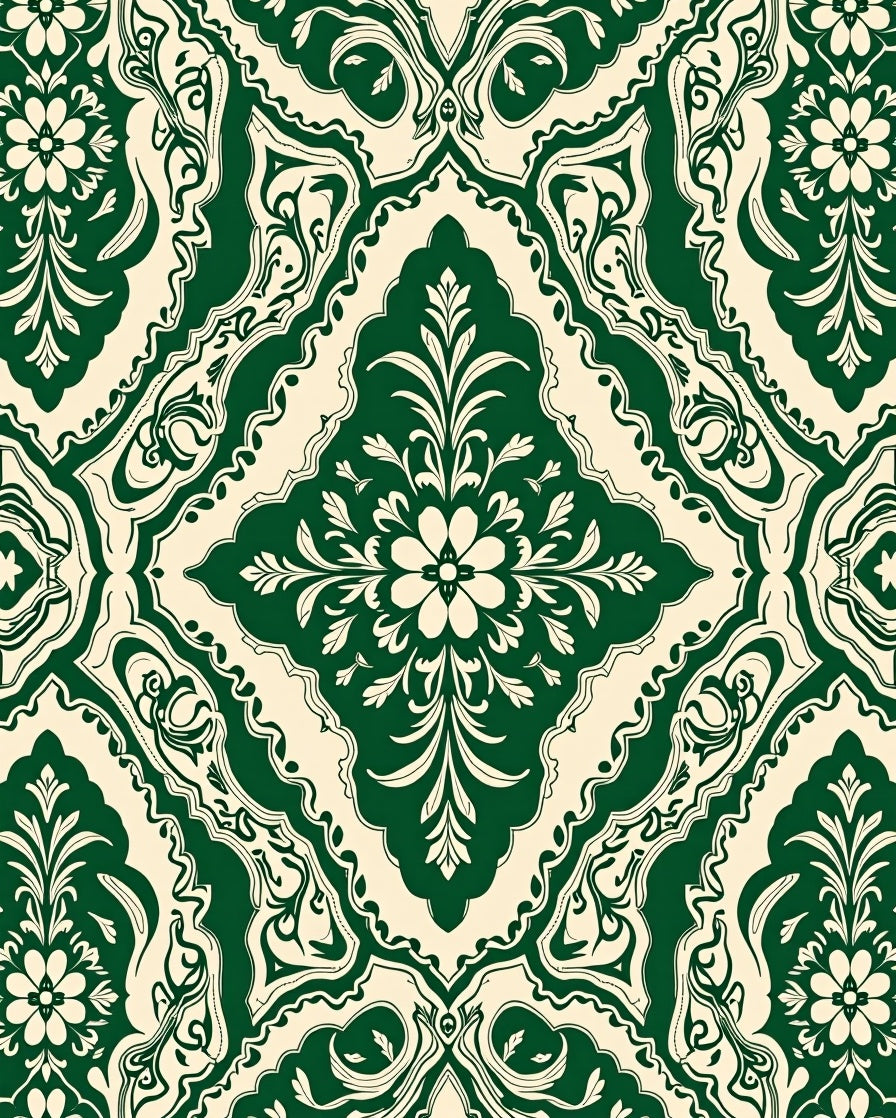 Ornate Floral Damask Inspired Design Rug