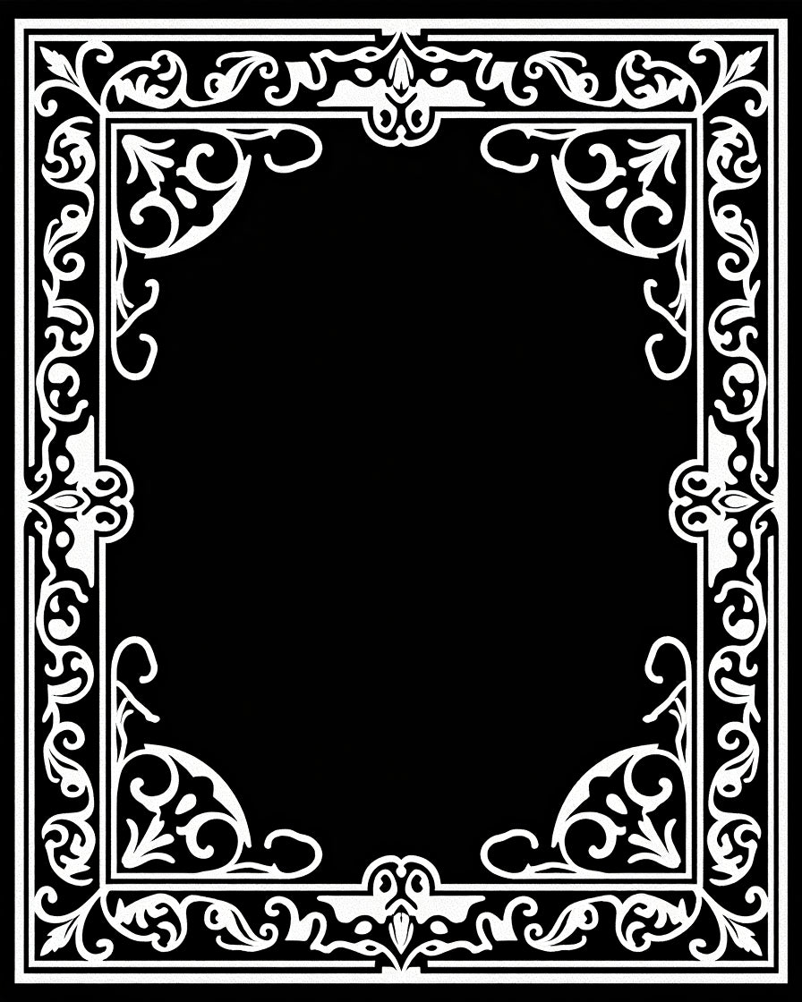Ornamental Floral Scrollwork Frame Design Rug