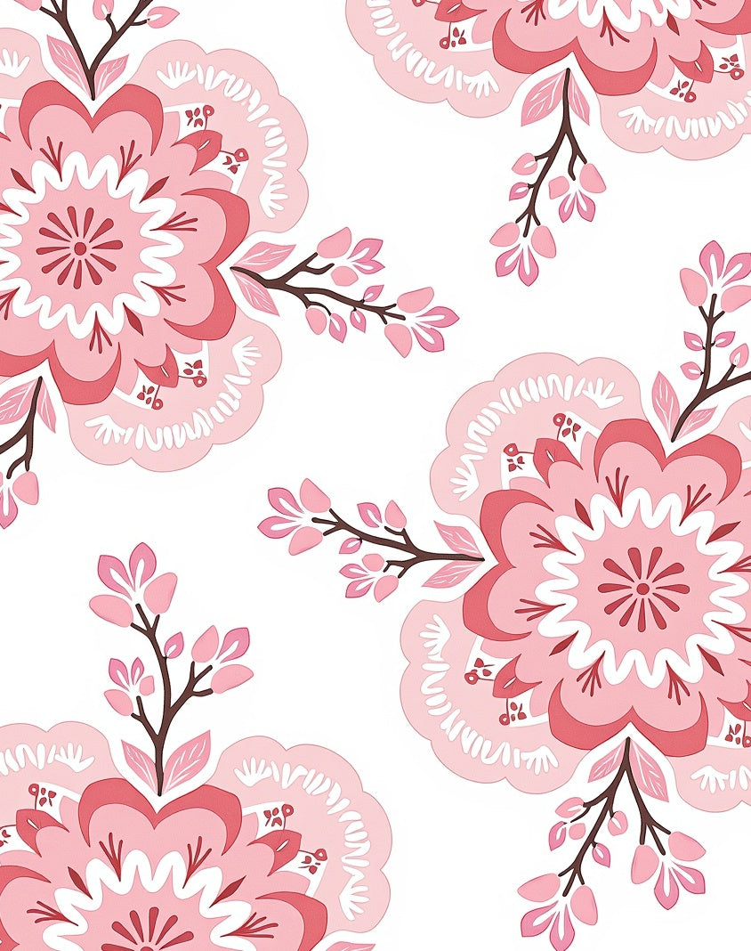 Pink Floral Medallion Pattern Rug