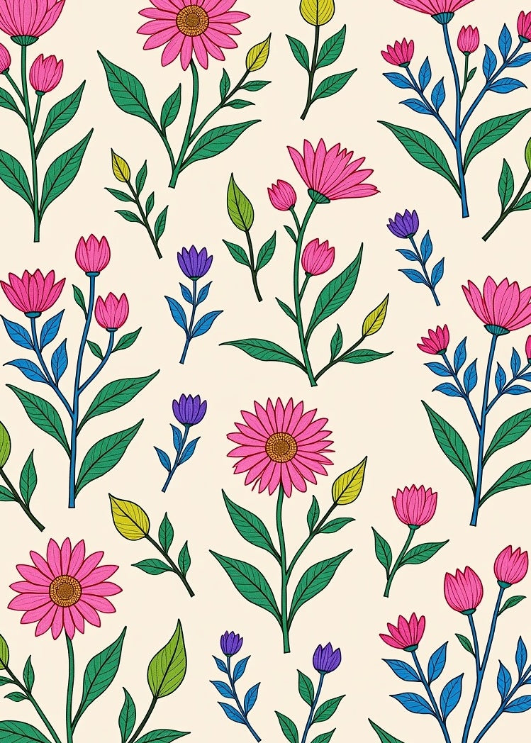 Vibrant Pink Floral Pattern Rug
