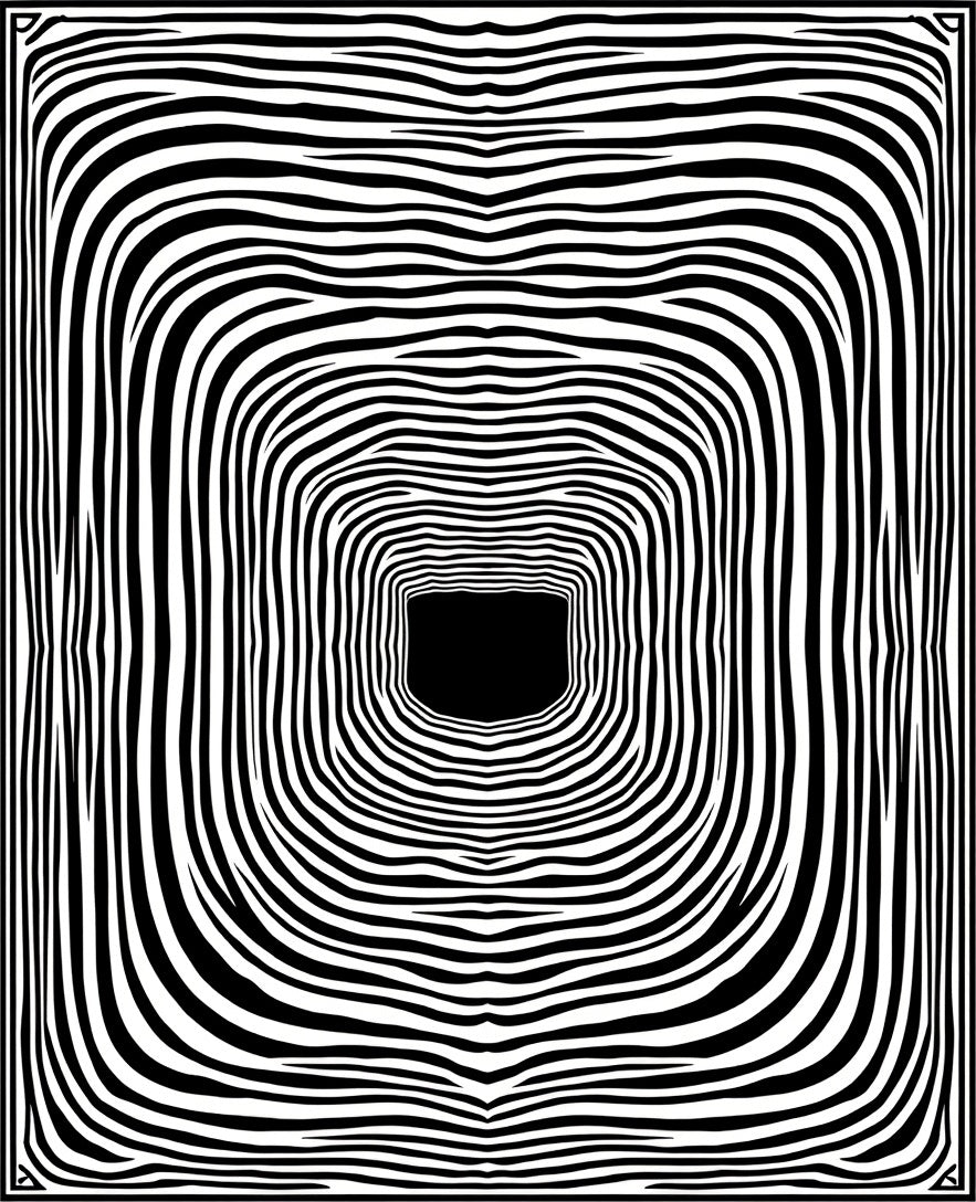 Abstract Black White Tunnel Rug
