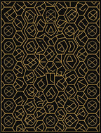 Geometric Honeycomb Gold Line Art Rug
