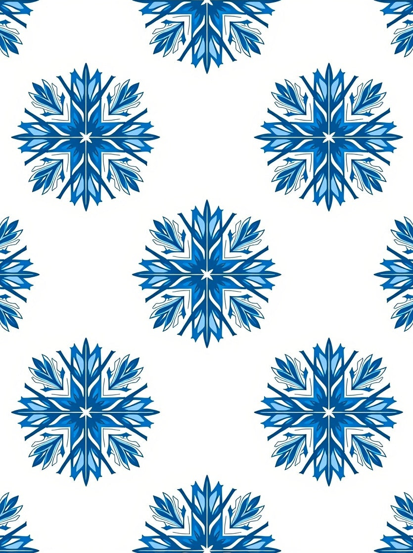 Vibrant Blue Snowflake Mandala Rug