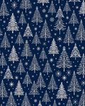 White Pine Trees Snowflakes Navy Rug