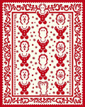 Red Folk Art Character Pattern Rug