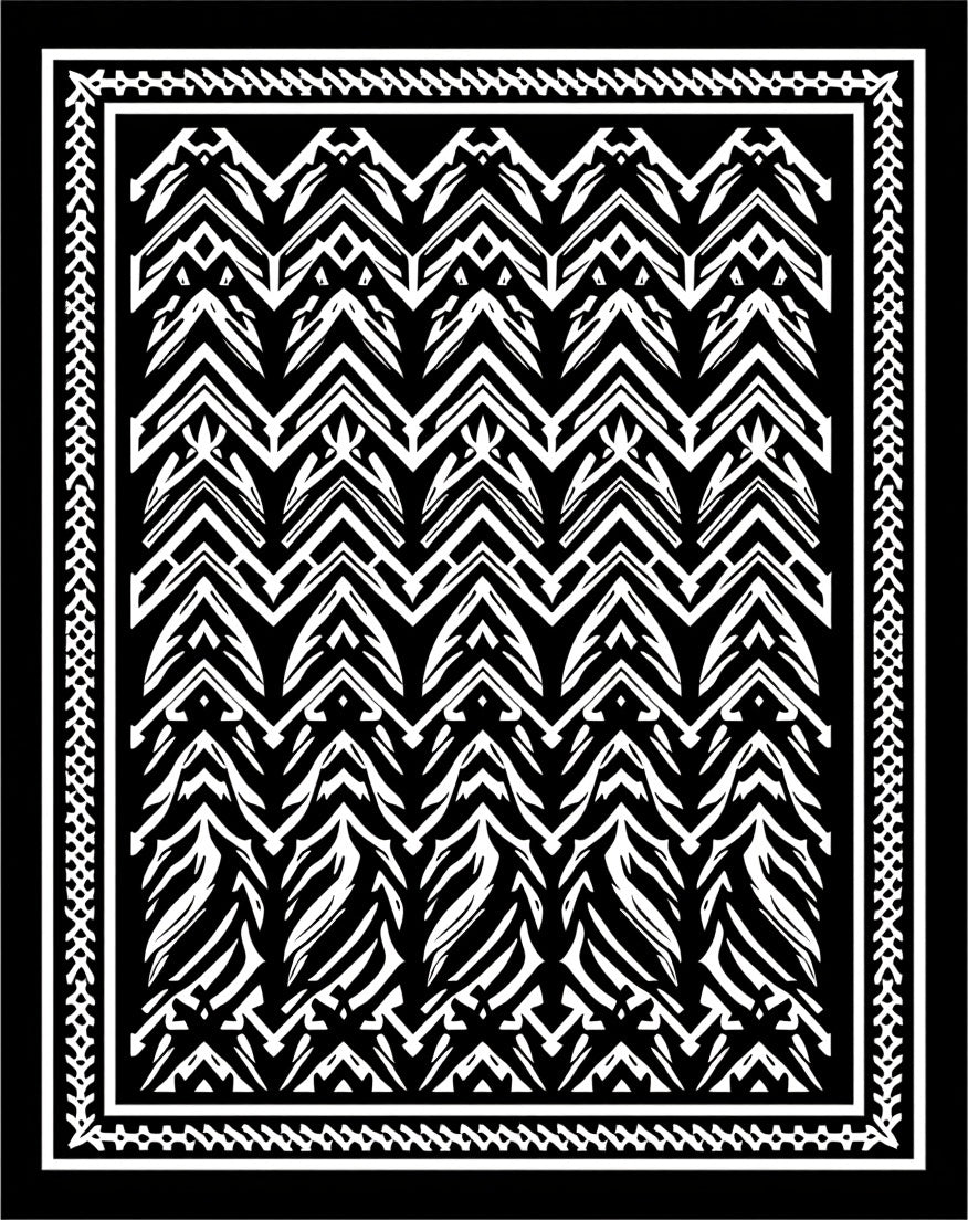 Bold Black White Geometric Stripe Pattern Rug