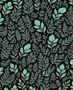 Elegant Mint Leaf Black Pattern Design Rug