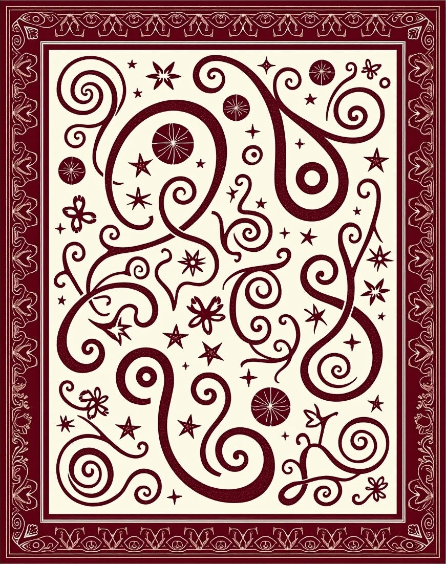 Elegant Swirls Stars Design Rug