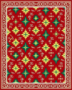 Crimson Floral Geometric Embossed Rug