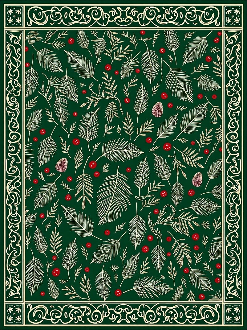 Festive Foliage Berry Pattern Rug