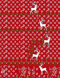 Red White Deer Floral Pattern Rug