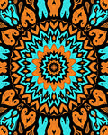 Bold Orange Teal Mandala Pattern Rug
