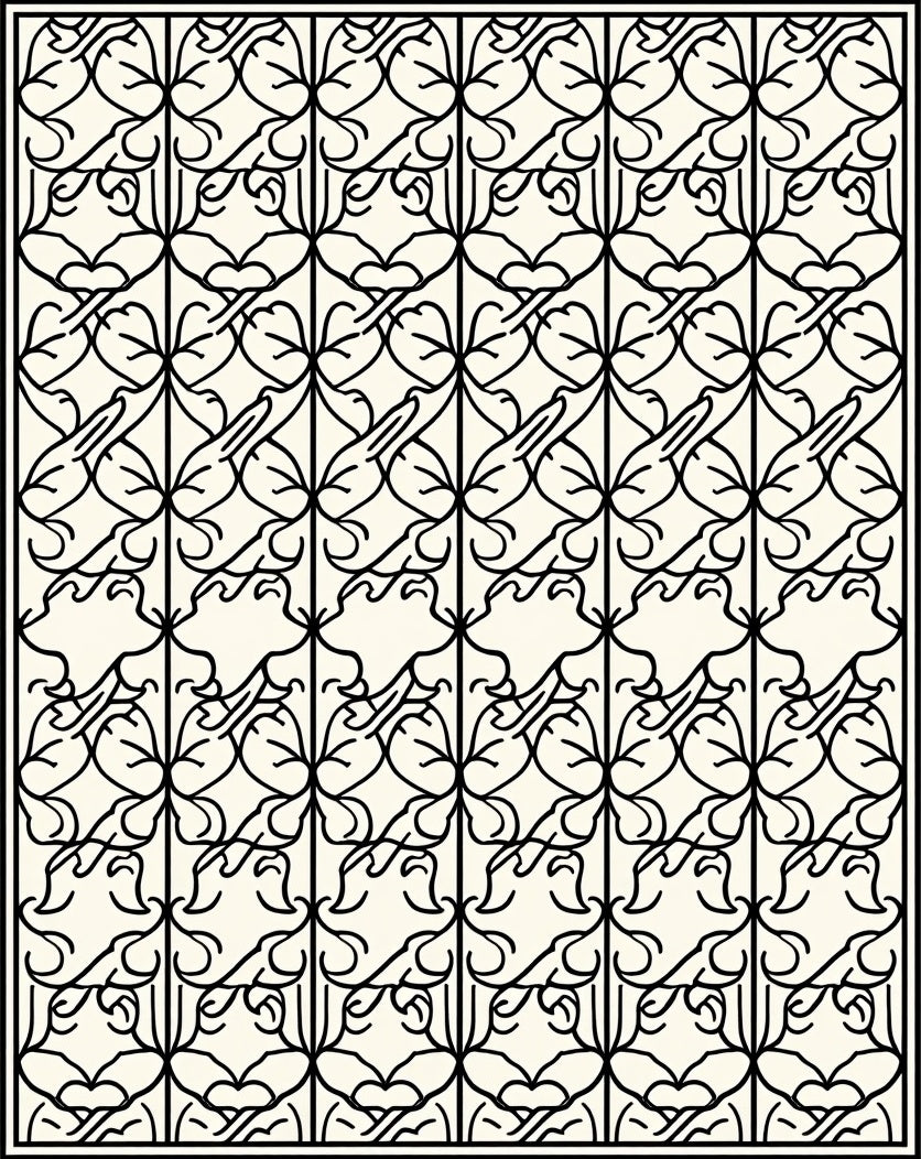 Art Nouveau Inspired Bunny Pattern Rug