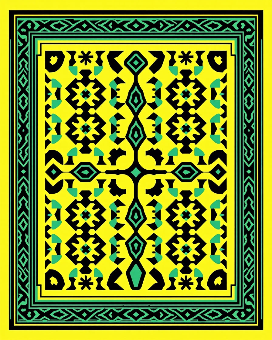 Bright Yellow Geometric Tribal Rug