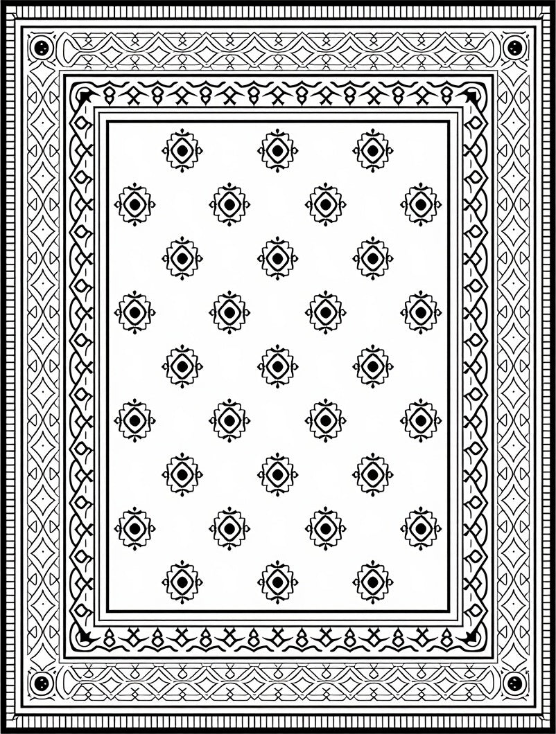 Classic Geometric Diamond Motif Rug