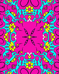 Vibrant Pink Yellow Floral Pattern Rug