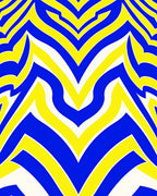 Bold Blue Yellow Wavy Pattern Rug