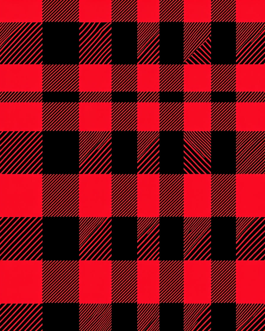 Red Black Plaid Pattern Rug