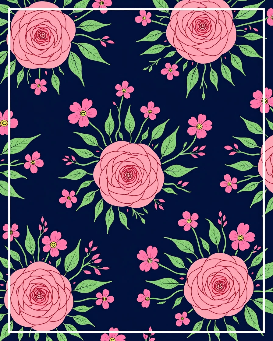 Pink Floral Garden Pattern Rug