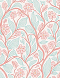 Coral Blush Floral Vine Pattern Rug
