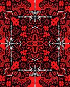 Red Black Bold Symmetric Pattern Rug