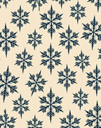 Dark Blue Snowflake Damask Pattern Rug