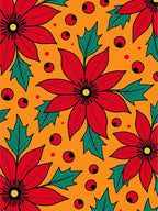 Red Poinsettia Berry Pattern Rug